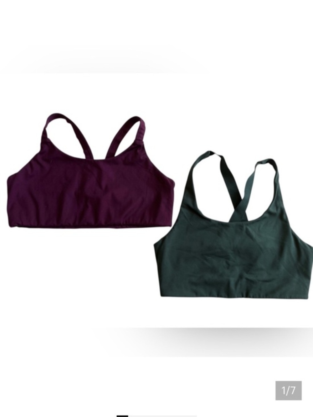 girlfriend collective Seamless Sports Bralettes in Plum and Deep Teal